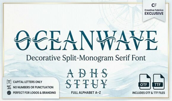Ocean Wave Monogram: A Serif Typeface for Editorial Elegance
